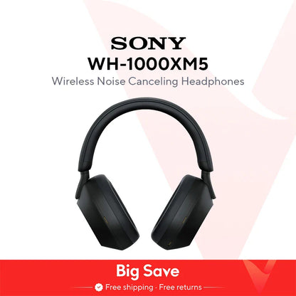 Sony WH-1000XM5 Wireless Noise-Canceling Headphones – Foldable Bluetooth Earphones with Bass Stereo Sound for Gaming, Business & Exercise