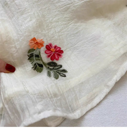 Summer Girls Bohemian Halter Neck Dress – Floral Embroidered Sleeveless Mesh Layered Dress