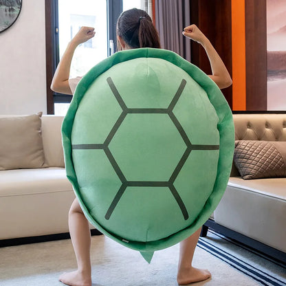 Wearable Turtle Shell Plush Pillow — Soft Stuffed Tortoise Costume Cushion, Funny Plush Toy & Dress-Up Accessory