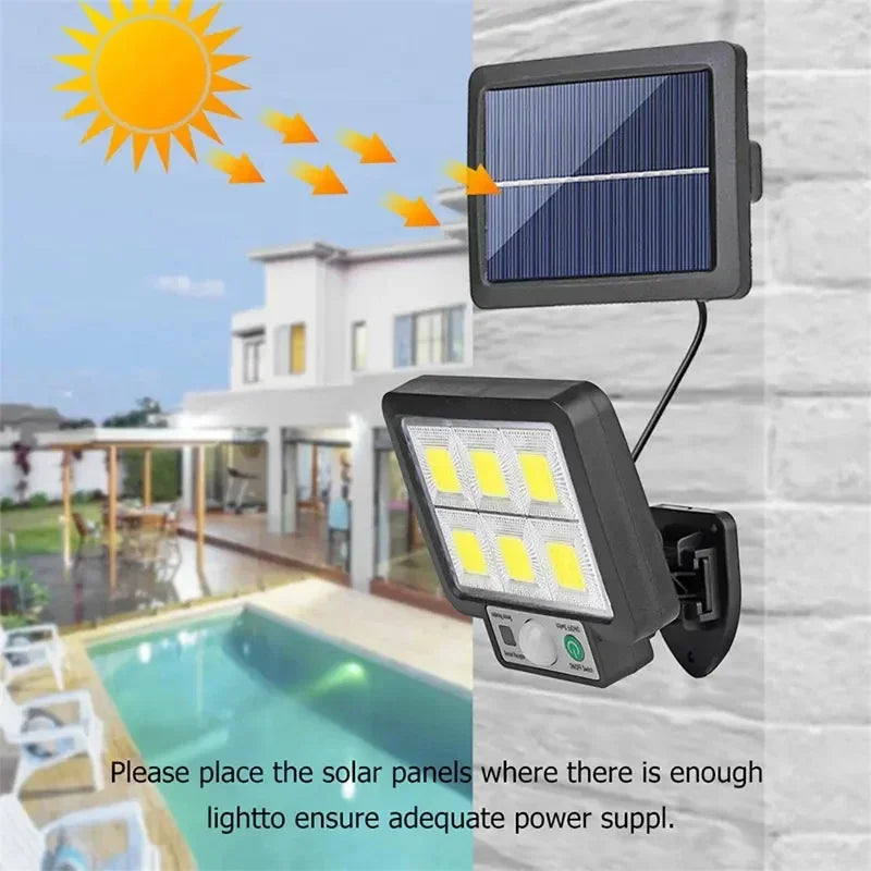 LED Solar Split Wall Lamp - Motion Sensor, 3 Mode Outdoor Waterproof Security Light for Garden & Street