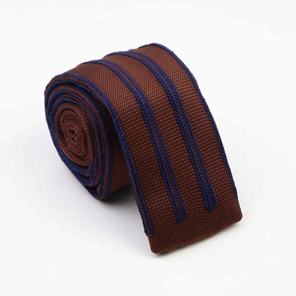 Classic Knit Neck Tie for Men — 6cm Plaid & Dots Casual Business Wedding Tie