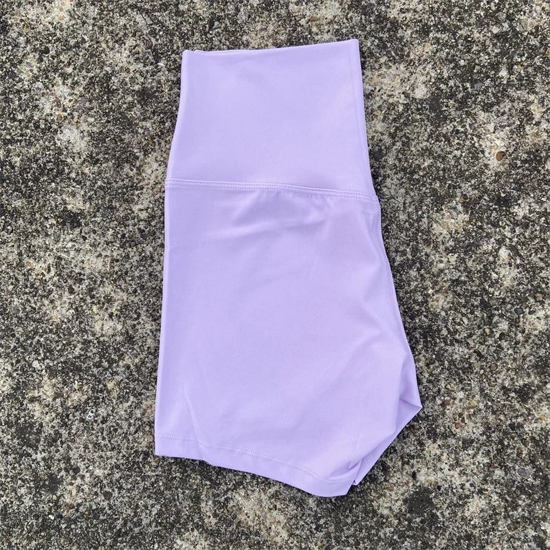 Women's High Waist Athletic Yoga Shorts – Solid Color Squat Proof Fitness Shorts for Running, Cycling & Training