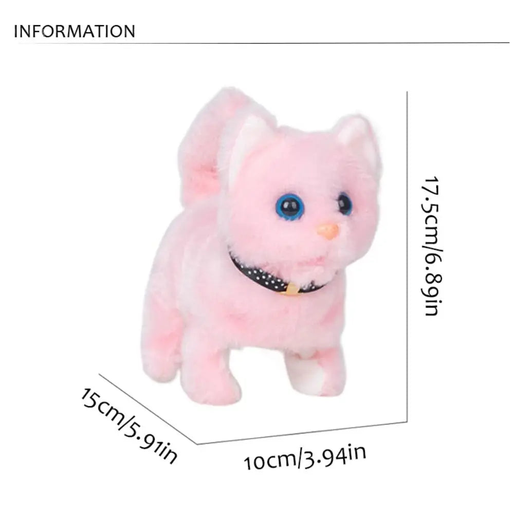 Electronic Voice Control Robot Cat Toy - Walking Plush Meowing Simulation for Kids