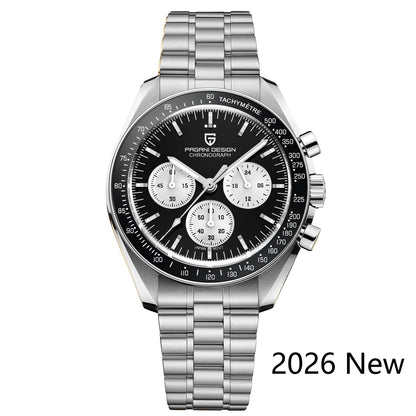 PAGANI DESIGN 2026 Men’s Luxury Quartz Chronograph Watch – AR Sapphire Crystal, Auto Date Speed Wristwatch
