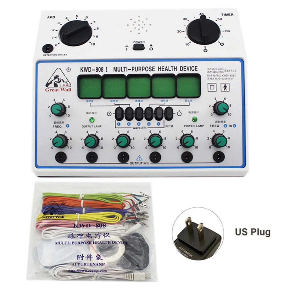 Electric Acupuncture Stimulator Machine — 6-Channel Digital Electro Therapy Massager with Patch Care Kit