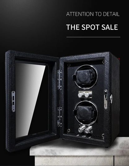 IBBETON Luxury Wood Watch Winder – High-End Automatic Watch Box (2/4/6 Slots) with Mabuchi Mute Motor & Storage Cabinet