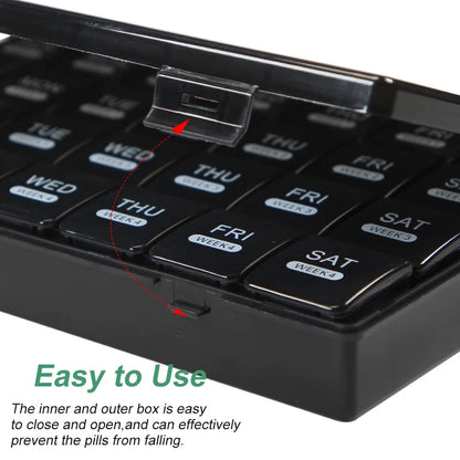 Monthly Pill Organizer – 28-Day Moisture-Resistant Case with Dust-Proof Box for Pills, Vitamins, and Fish Oil