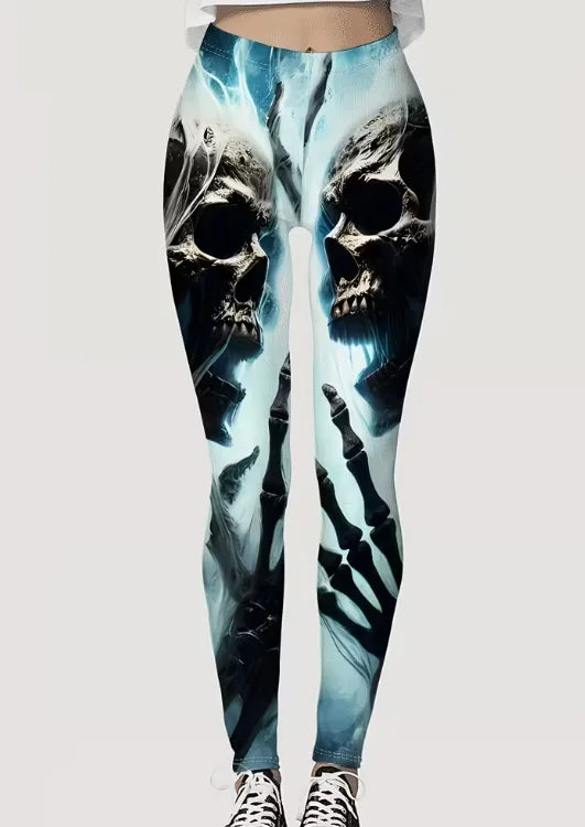 Women's Halloween Skeleton 3D Print Leggings - Stretchy Workout Yoga Pants, Slim Fit Fashion Tights