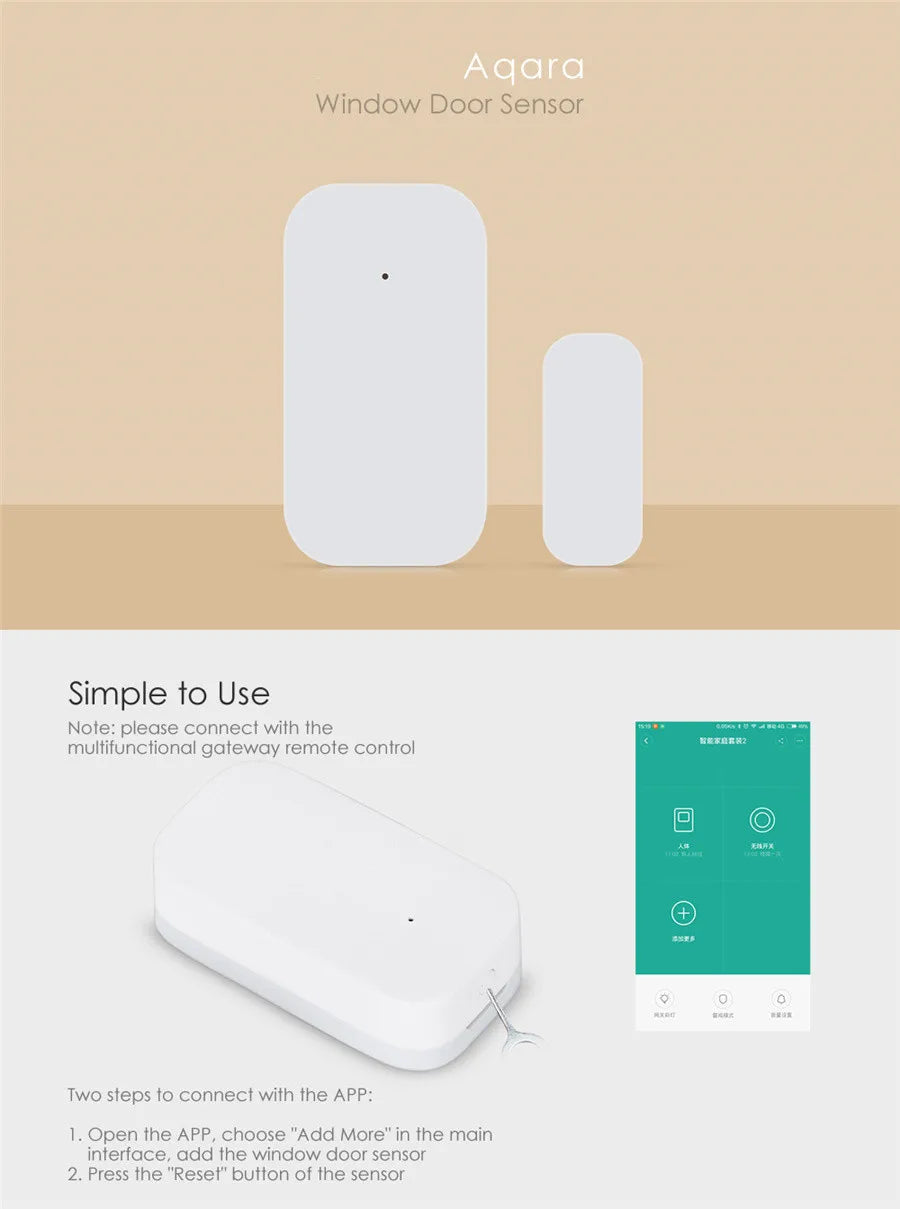 Original Aqara ZigBee Door & Window Sensor – Wireless Smart Home Security, Works with MiHome & HomeKit APP (MCCGQ11LM)