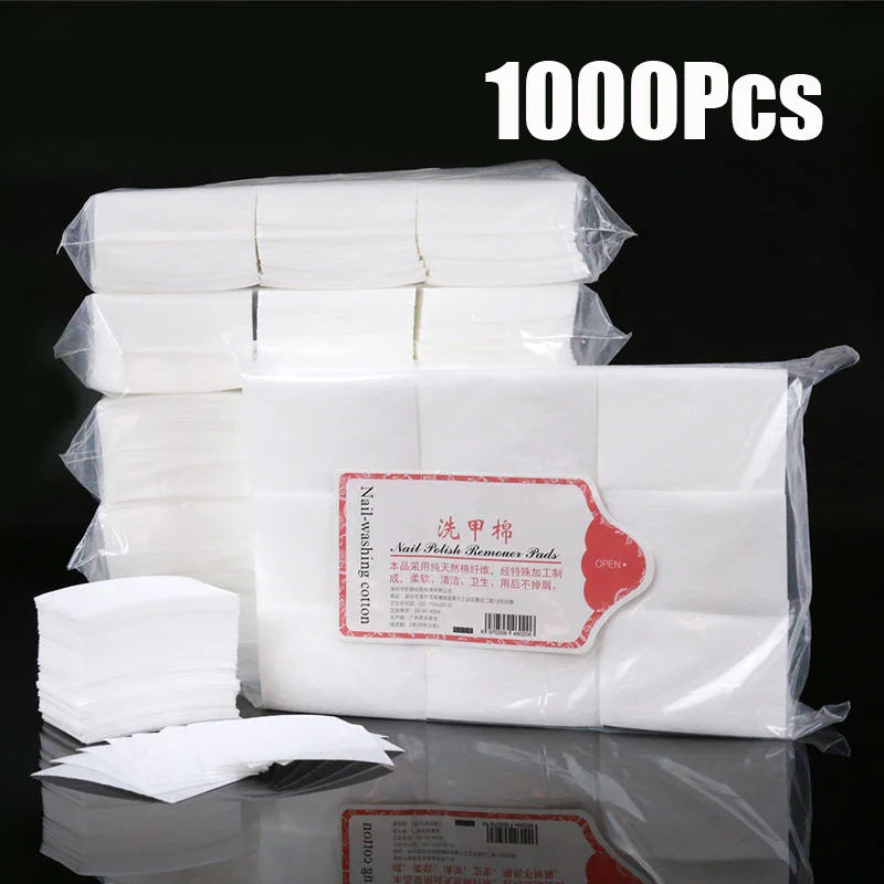 100–1000PCS Lint-Free Cotton Pads – Professional Nail Wipes for Gel Polish Removal & Nail Art Cleaning
