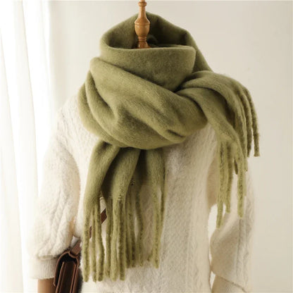Women’s Winter Cashmere Scarf – Thick Soft Pashmina Shawl with Tassels, Warm Blanket Wrap & Long Poncho Echarpe