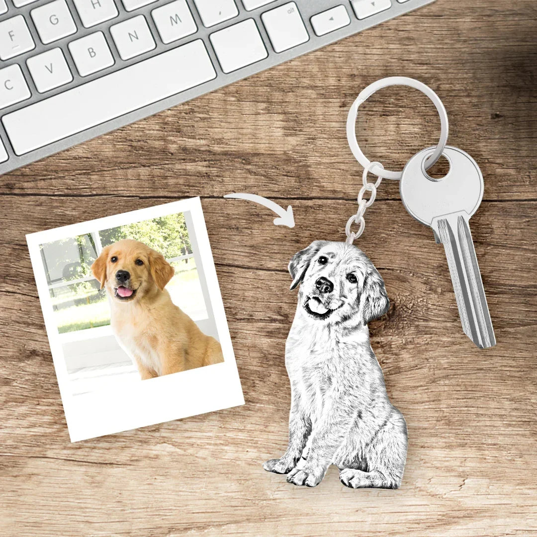 Personalized Pet Photo Necklace — Custom Engraved Dog & Cat Pendant, Handmade Memory Jewelry Keychain Gift