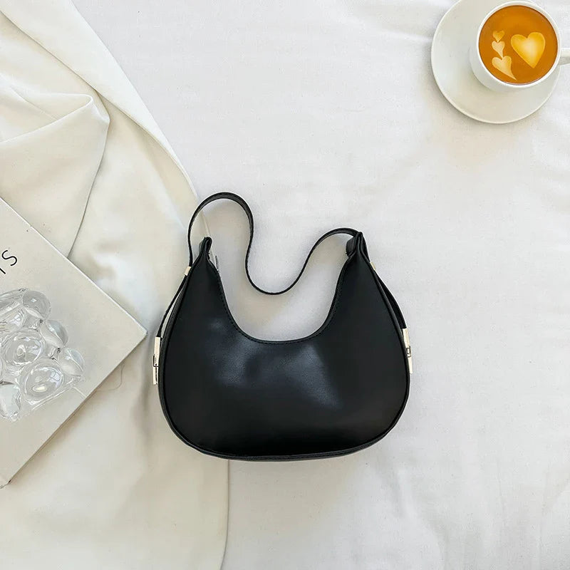 Fashion PU Leather Underarm Bag for Women – Trendy Clutch Handbag, Single Shoulder, Simple Hobo Tote