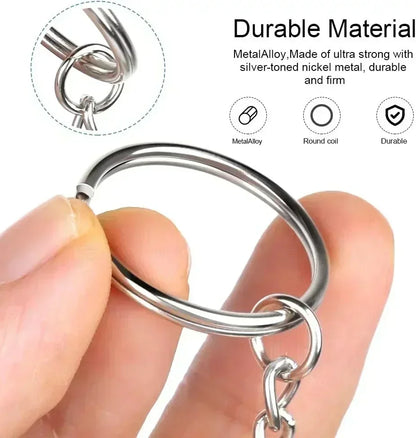 50/100pcs Stainless Steel Keyring Set – Split Rings, Lobster Clasps & Chains for DIY Keychains & Keyfobs