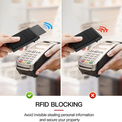 RFID Credit Card Holder for Men, Thin Slim Luxury Metal Mini Minimalist Wallet, Bank & ID Cardholder Case