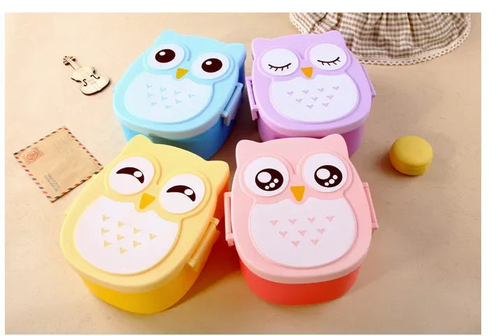 Portable Plastic Children’s Bento Box – Lunch Box Food Container with Carton Design, Dinnerware & Cutlery Set