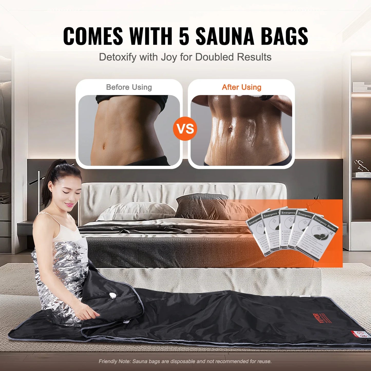 VEVOR Portable Sauna Blanket for Detox – Far Infrared Sauna for Home Relaxation, Adjustable Temperature & Timer