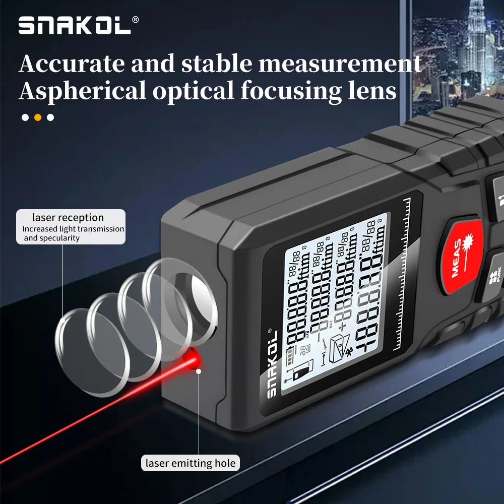 Snakol Laser Tape Measure – 50M/70M/100M/120M Digital Rangefinder for Professional Use, Laser Distance Meter Ruler