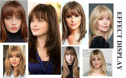 Brown Blonde Ombre Human Hair Toppers for Women – 10/12/14 Inches with Silk Base, Clips, and Bangs