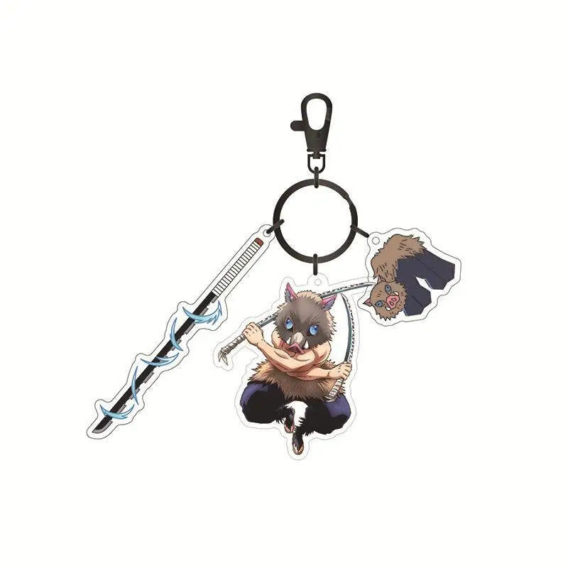 Anime Demon Slayer Acrylic Keychain – Tanjiro & Nezuko Kamado Cartoon Schoolbag Pendant Character Charm Kids Gift Accessories