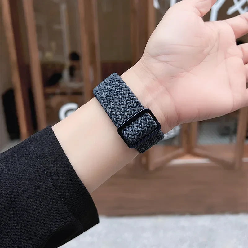 Braided Solo Loop Apple Watch Ultra Band – Elastic Nylon Adjustable Bracelet Strap for iWatch SE, Series 3–9 (38mm–49mm)