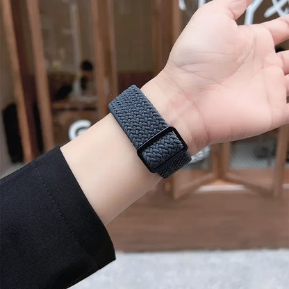 Braided Solo Loop Apple Watch Ultra Band – Elastic Nylon Adjustable Bracelet Strap for iWatch SE, Series 3–9 (38mm–49mm)