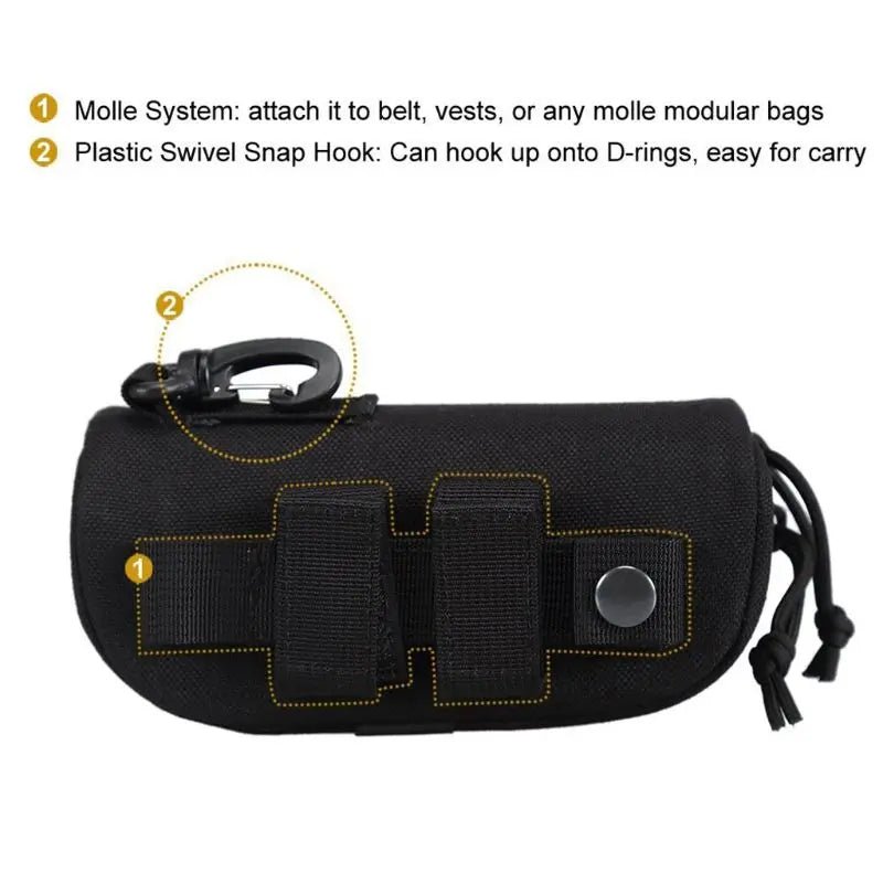 Tactical MOLLE Shockproof Eyeglass Case – Portable 1000D Nylon Protective Hunting Sunglasses Box