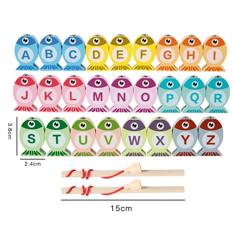 Wooden Fishing Game for Kids - Educational Alphabet & Number Learning Toy, Interactive Early Learning Gift
