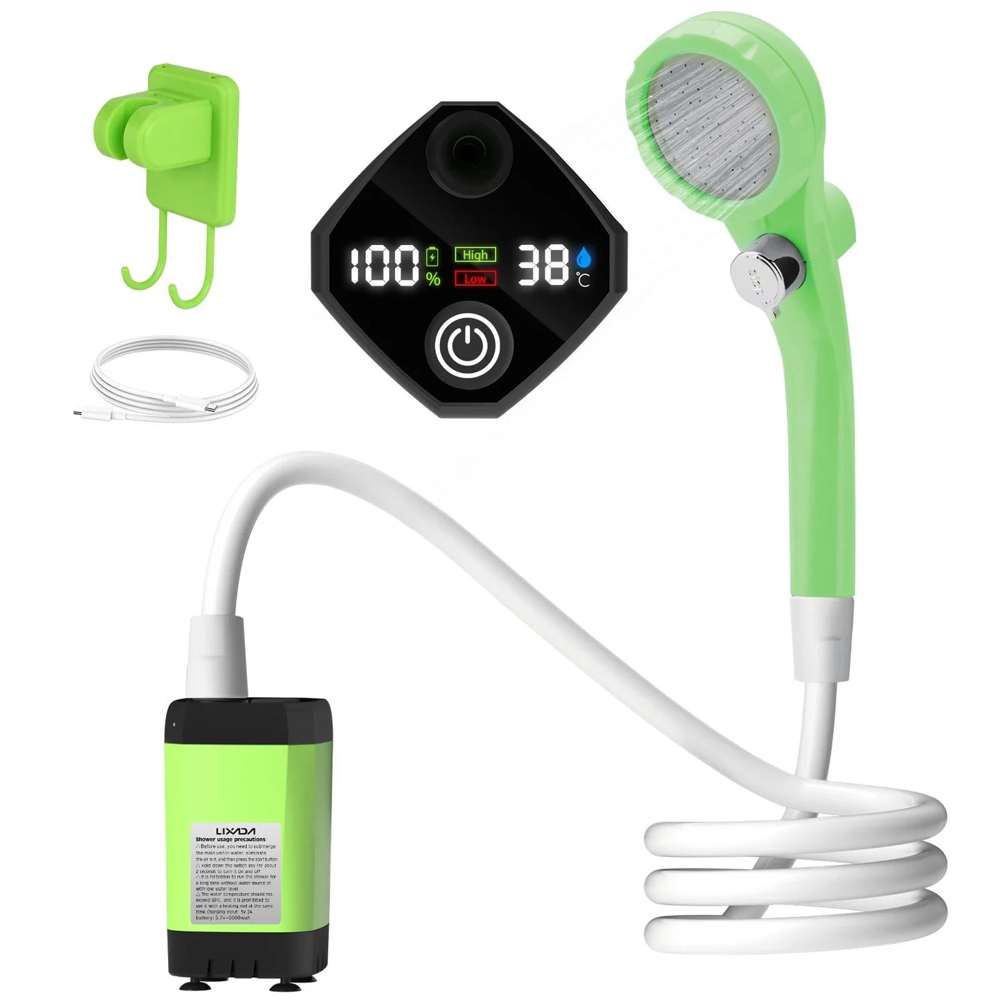 Portable RV Camping Shower Pump – Outdoor Shower Kit with Intelligent Digital Display & Adjustable 6000mAh Power