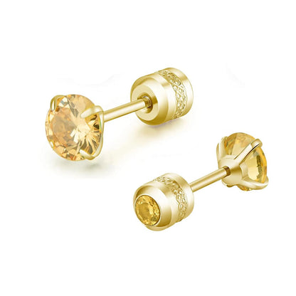 Medical Stainless Steel Zircon Ear Stud Earrings – Hypoallergenic Crystal Cartilage & Tragus Piercing Jewelry with Screw Back