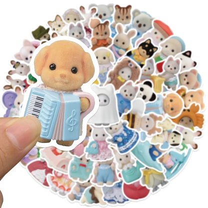 10/30/55pcs Kawaii Calico Critters Stickers — Waterproof Cartoon Decals for Laptops, Scrapbooks & Kids’ Cute Sticker Decor
