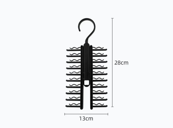 Rotatable Tie Hanger – 20-Row Skidproof Necktie & Belt Organizer Rack for Closet Storage