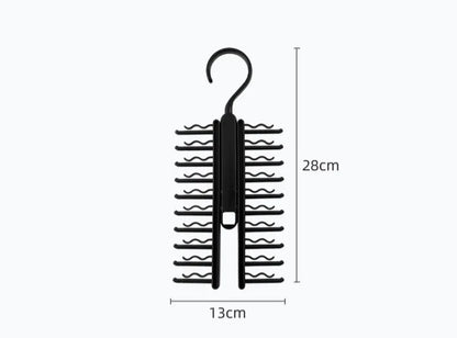Rotatable Tie Hanger – 20-Row Skidproof Necktie & Belt Organizer Rack for Closet Storage