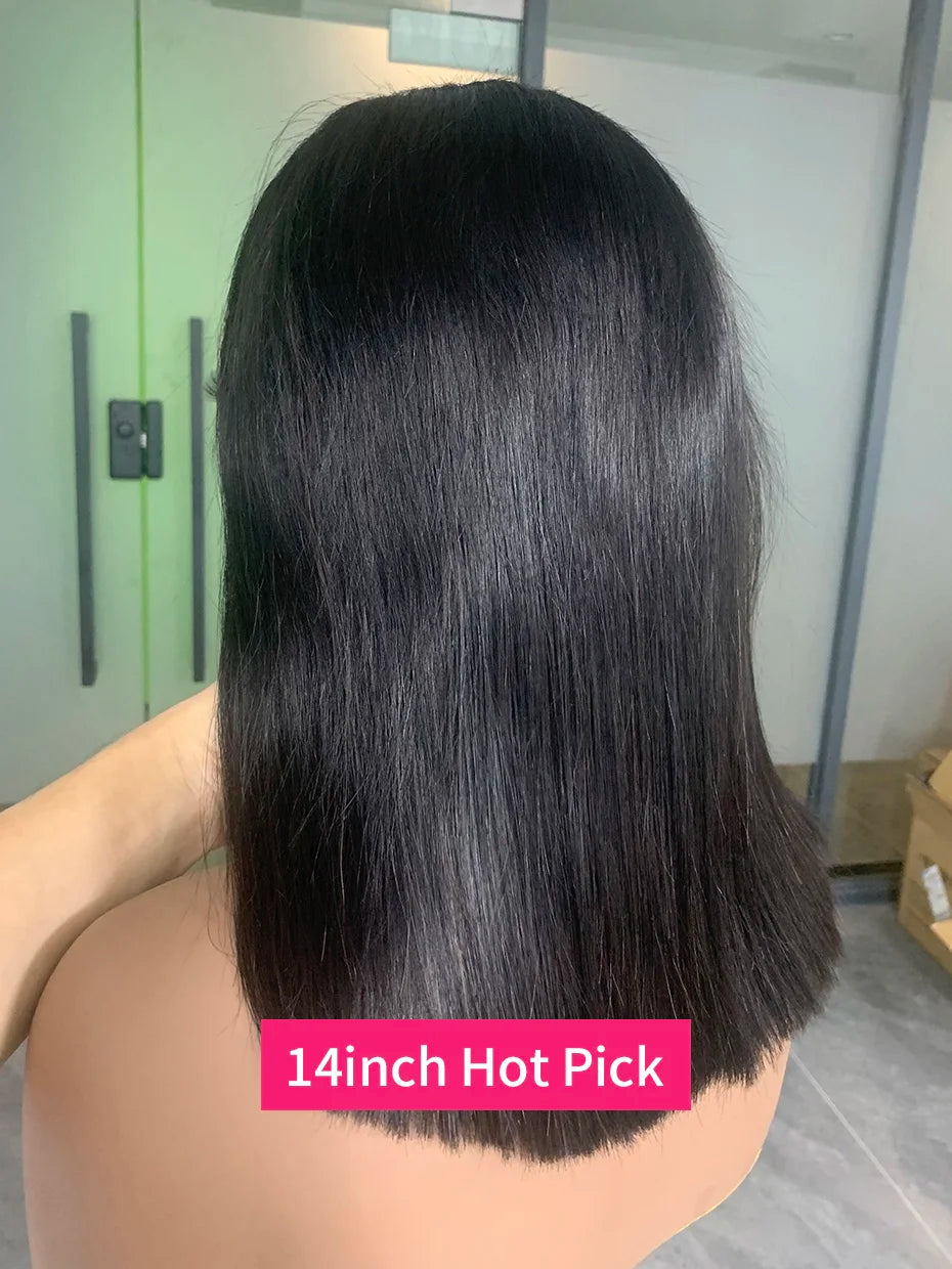 Raw Vietnamese Human Hair Lace Front Wig – 13x6 Bob, Straight Natural Black, 250% Density, 100% Human Hair