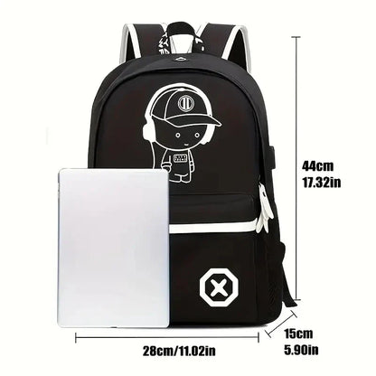 Children's Luminous Anime Backpack - Waterproof School Bag for Boys and Girls with USB Charging, Ideal Gift for Kids