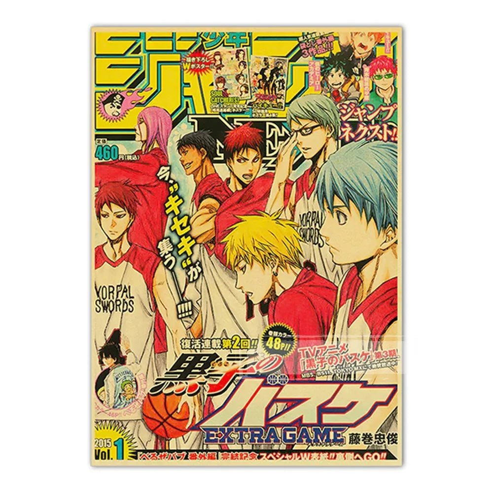 Vintage Anime Kraft Paper Posters – JoJo’s Bizarre Adventure, Jujutsu Kaisen & Demon Slayer Wall Art for Home Room Decor