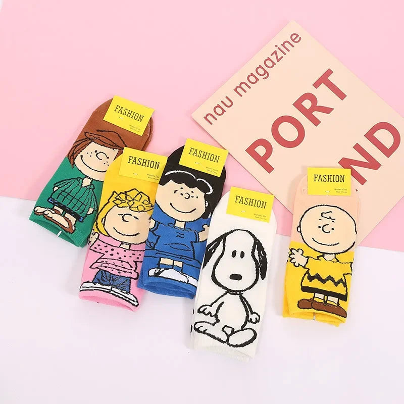 5 Pairs Snoopy Women’s Low-Cut Socks – Retro Cotton Blend Casual Short Socks