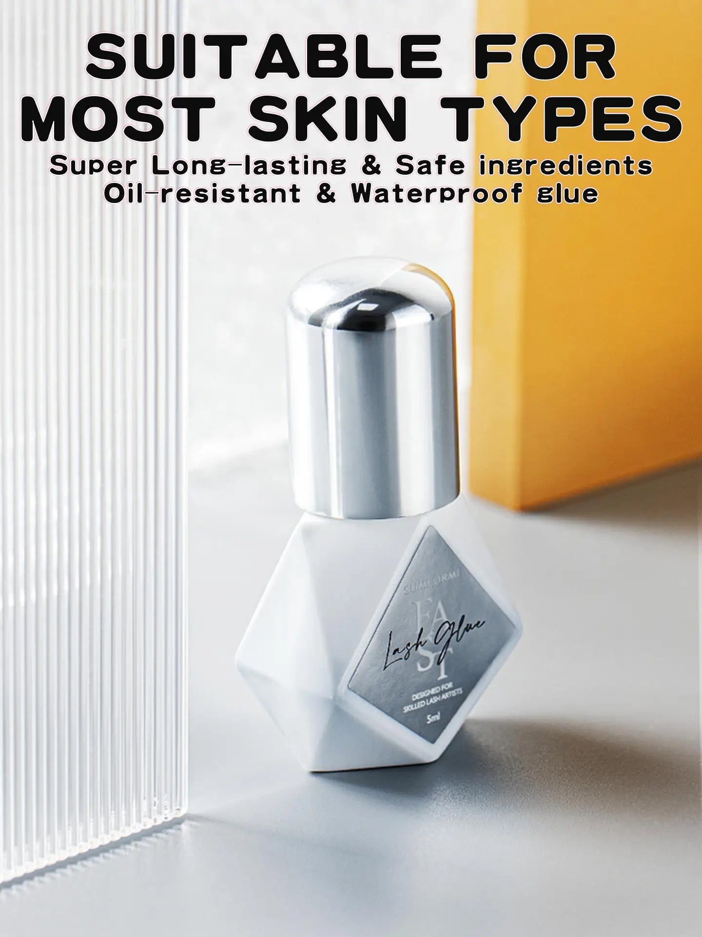 Gollee 5-Pack Eyelash Extension Glue – 7-9 Week Long-Lasting, Quick-Dry 0.3-1s, Black & Latex-Free