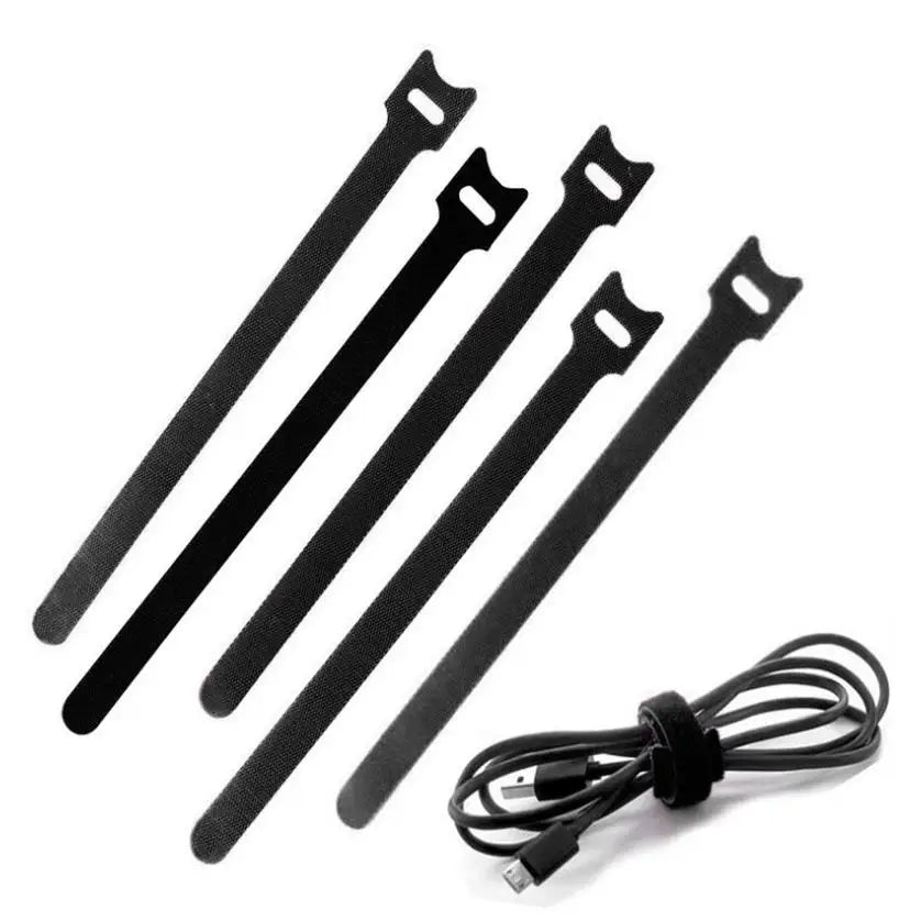 100 Cable Ties 150x12mm T-Buckle Strap Nylon Ring Strap: Black Back-to-Back Data Cable Self-Adhesive Management Ties