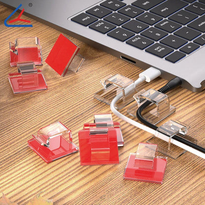 20/50/100PCS Transparent Adhesive Cable Clamps – Organizer Clamps for Office & Home Use