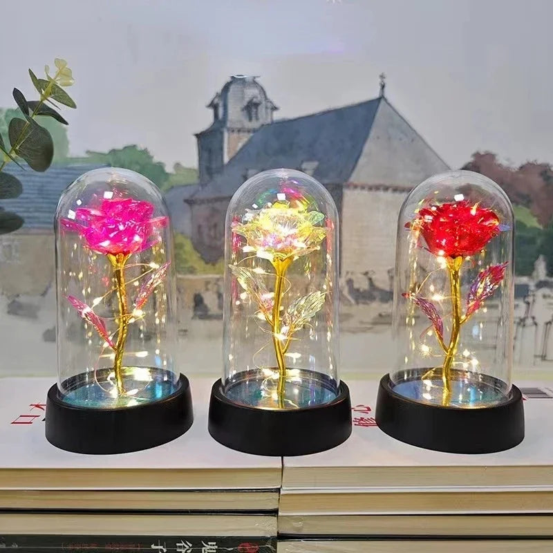 Artificial Eternal Rose Flowers with LED Light – Valentine’s Day Gift for Girlfriend, Wedding & Christmas Decor