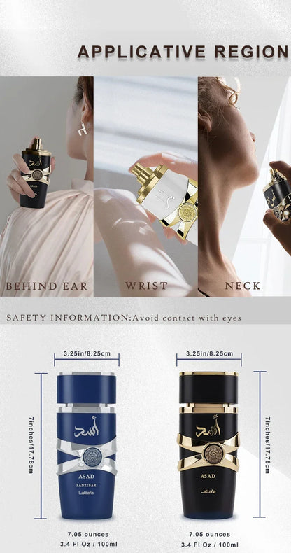 100ml Original Asad Men’s Eau De Toilette — Long-Lasting Unisex Arabian Perfume with Pheromones