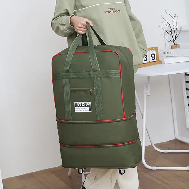 Folding Travel Bag with Swivel Wheels – Large Capacity Telescopic Luggage Storage Box for Overnight Trips & Travel
