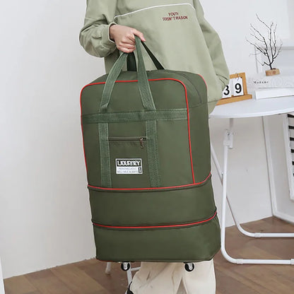 Folding Travel Bag with Swivel Wheels – Large Capacity Telescopic Luggage Storage Box for Overnight Trips & Travel