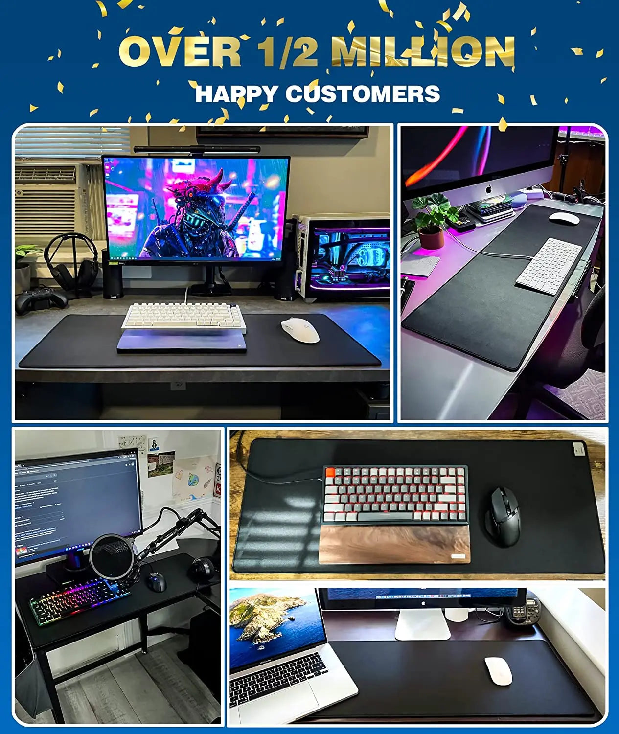 XXL Extended Gaming Mouse Pad 900x400mm – Black Desk Mat for Keyboard & Mouse, Non-Slip Computer Carpet for Office & Gaming Setup