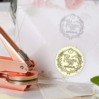 Custom Logo Embossing Stamp Machine – Personalized Emblem Seal for Wedding, Library, Book & Paper Stamps