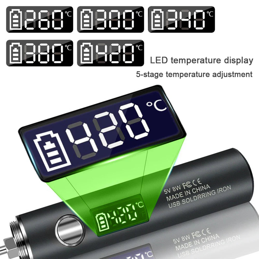 USB 5V 8W Portable Soldering Iron with Lithium Battery – Electric Welding Repair Tool for Electronics, DIY & Mobile Repair Work