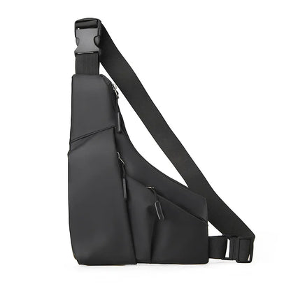 Anti-Theft Chest Bag for Men – Close-Fitting Leather Triangle Crossbody, Card Wallet Sling Bag for Sports & Cycling Riding