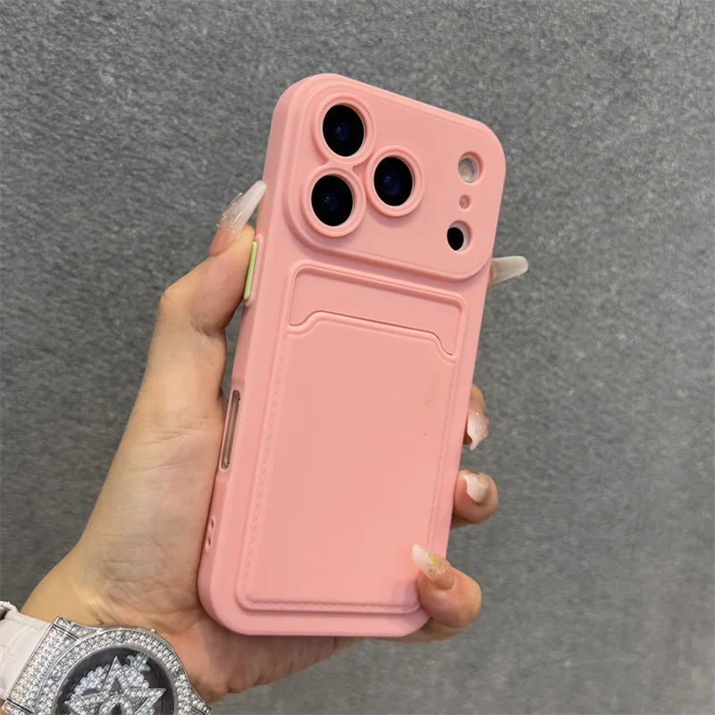 Luxury Soft Silicone Wallet Case for iPhone – Shockproof Card Holder Slot Cover for iPhone 17 Air, 16E, 15, 14 Plus, 13, 12 Mini, 11 Pro Max, XR & XS