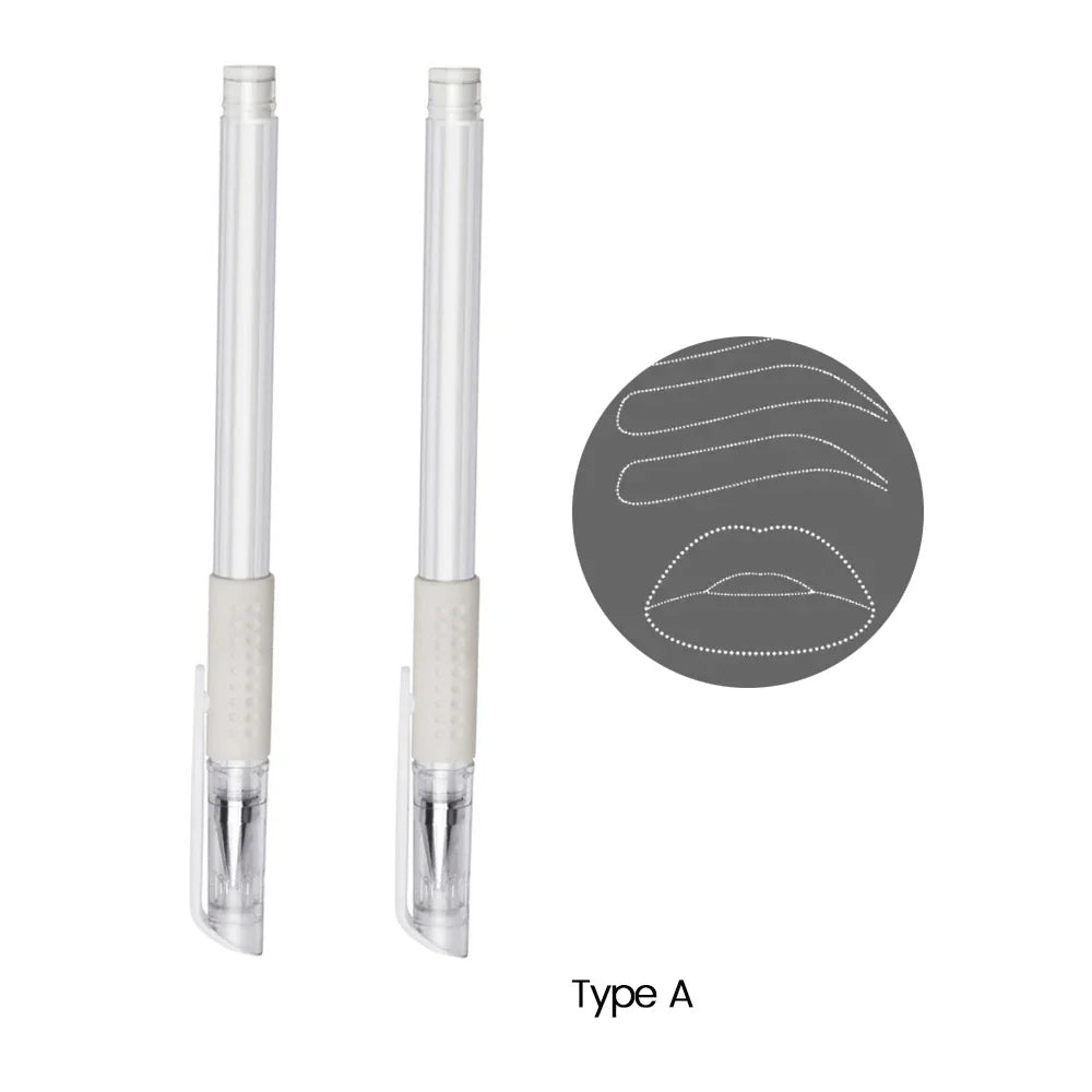 2PCS Eyebrow Marker Pens — Microblading & Permanent Makeup Surgical Skin Tattoo Accessories White Scribe Tools